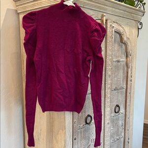 Express Magenta Puff Shoulder Turtleneck Sweater